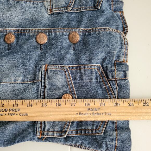 Y2K XOXO Women Denim Floral Embroidered Jacket Blazer S M Boho Phoebe Artsy - Picture 8 of 13